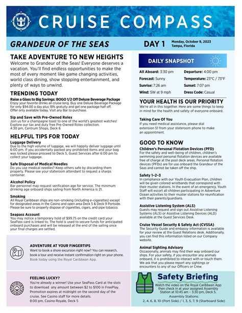 Grandeur of the Seas 5-night Bahamas and Perfect Day Cruise Compass