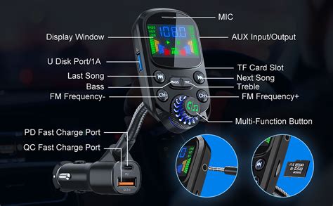 2024 NewestSOARUN Bluetooth 5 3 FM Transmitter 48W AUX Car Adapter