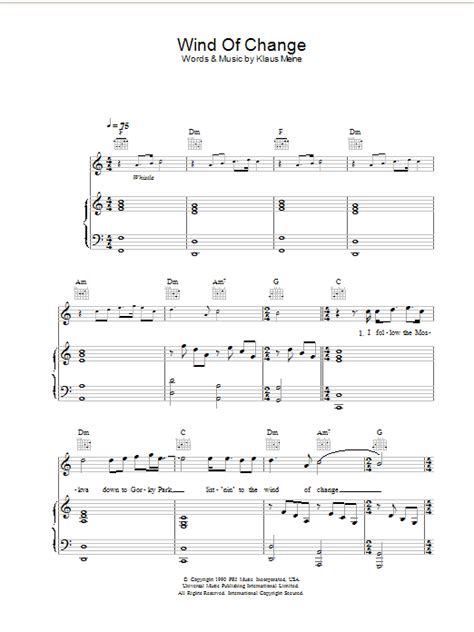 Wind Of Change By Scorpions Sheet Music For Piano Vocal Guitar