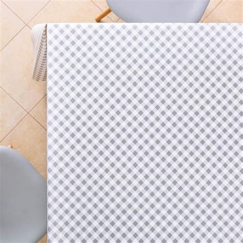 Nappe Pvc Rectangulaire Motif Vichy Grisse Et Blanc Imprim Carreaux