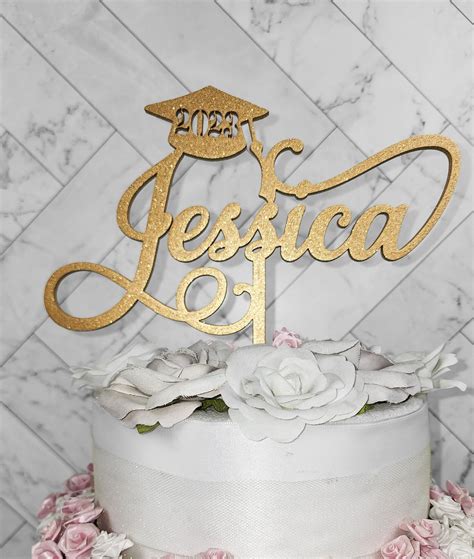 Custom Graduation Cake Topper Name And Grad Cap Personalized Cake Topp