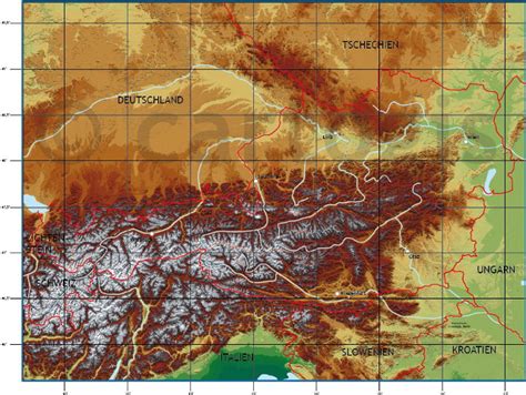 Reliefkarte Österreich