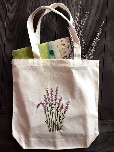 Lavender Canvas Tote Bag Hand-made Embroidered - Etsy