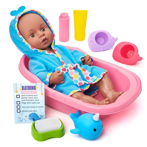 Kid Connection 12 Piece Bathing Baby Doll Play Set African American