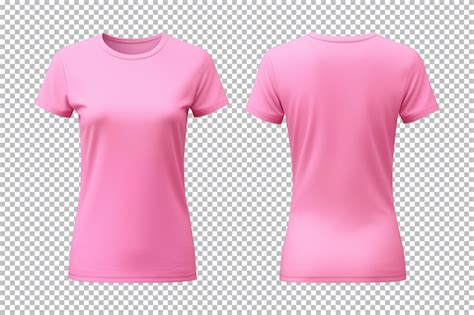 Conjunto Realista De Camisas Cor De Rosa Femininas Mockup Vista Frontal