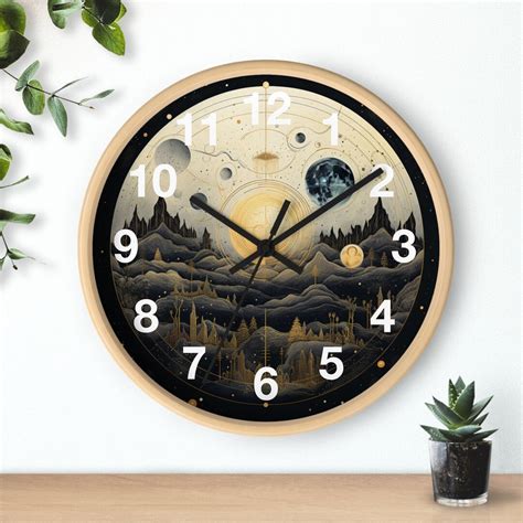 Nature Wall Clock Sun Moon And Stars Wall Decor Moon Phases Clock