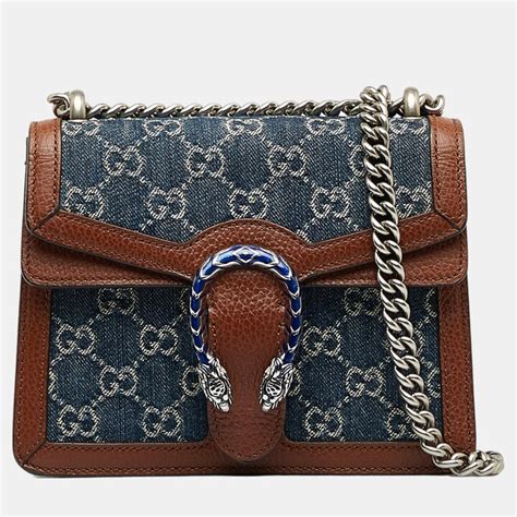 Gucci Blue Mini Gg Denim Dionysus Crossbody Bag Shopstyle