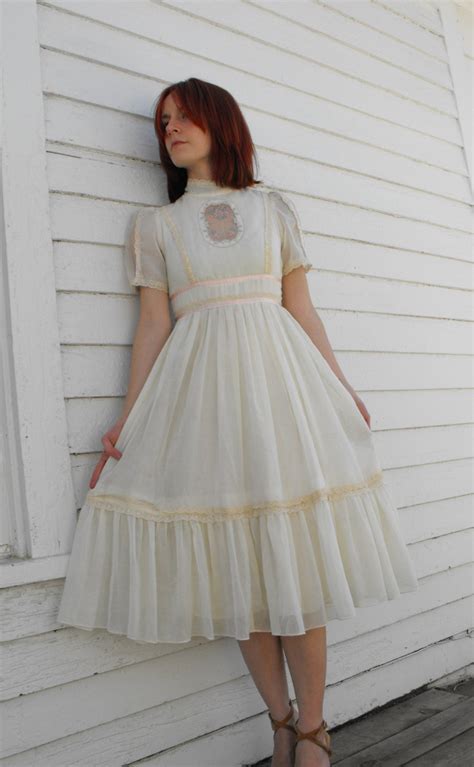 Vintage S Gunne Sax Dress Ivory Prairie Sheer Lace By Soulrust