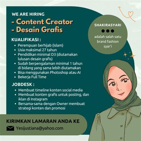 Lowongan Kerja Content Creator Desain Grafis Di Shakirasyari