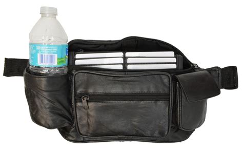 Leatherboss Jumbo Fanny Pack With Water Bottle Holder And Side Pocket