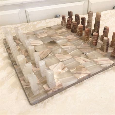 Solid Water Stone Framed Chess Board Beautiful Crafted Board Game Den