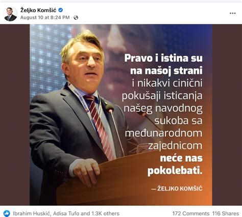 Željko Komšić se nije sjetio godišnjice pogibije rahmetli generala