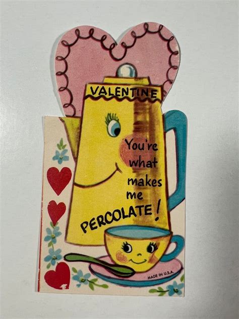 Vintage Anthropomorphic Teapot And Teacup Valentine Greeting Card Valentine Youre What Makes Me