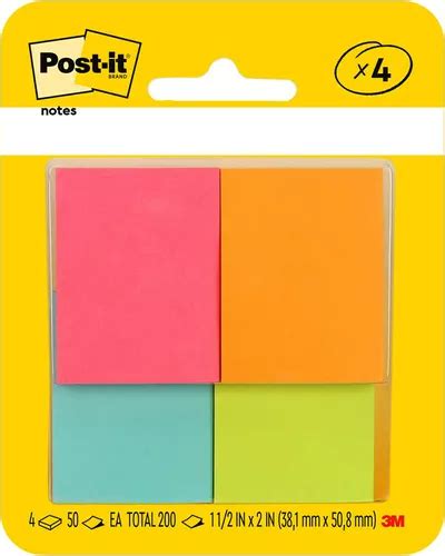 3m Post It Notas Adhesivas Mini Neon 4x5cm Modelo 653