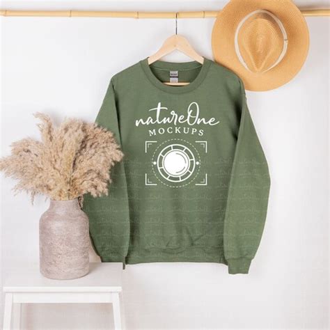 Gildan Military Green Mockup Gildan Sweatshirt Mockup Etsy