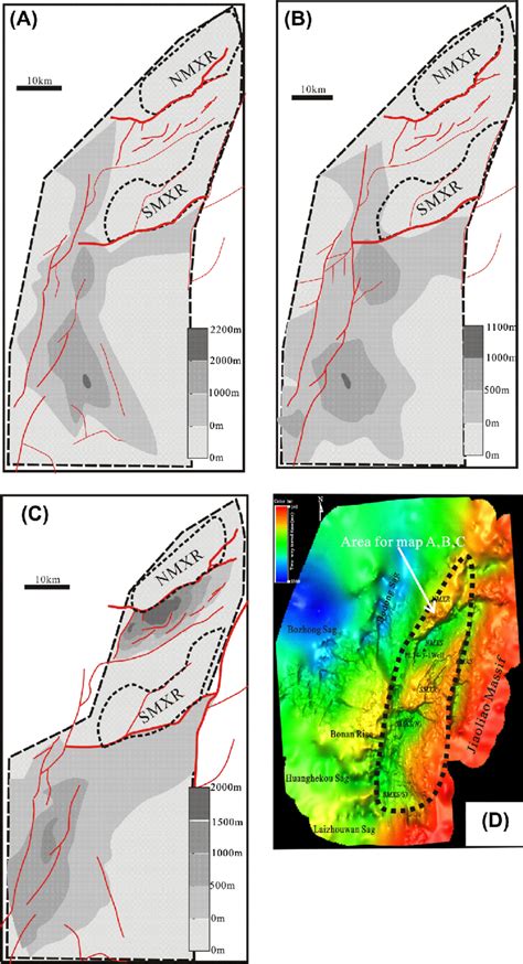 Isopach Maps Showing The Thickness Of A Ek B Es And C Es