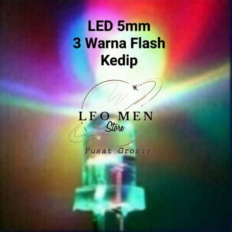 Jual Lampu LED 5mm 3warna Flash Bening Putih Menyala 3Warna Kedip