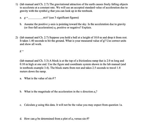 Solved 1 Lab Manual And Ch 2 7 The Gravitational Chegg