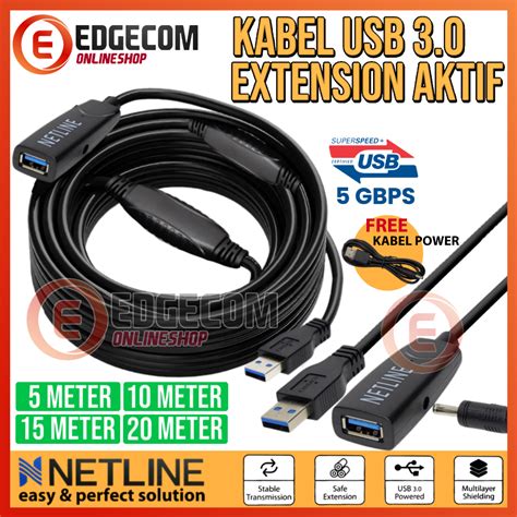 Jual Netline Kabel Usb 30 Extension Aktif Extender Active 20 Meter With Usb Power Shopee