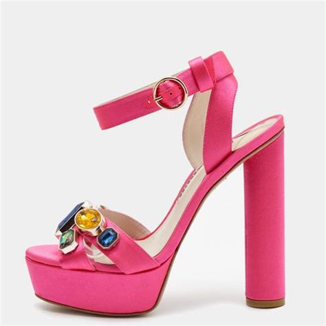 Sophia Webster Pink Satin Crystal Embellished Amanda Sandals Size