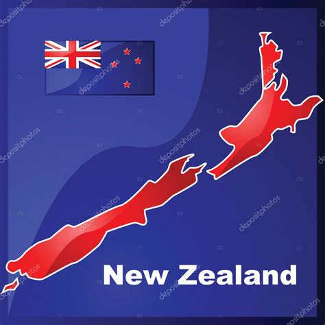 New Zealand Map And Flag — Stock Vector © Bruno1998 3757691