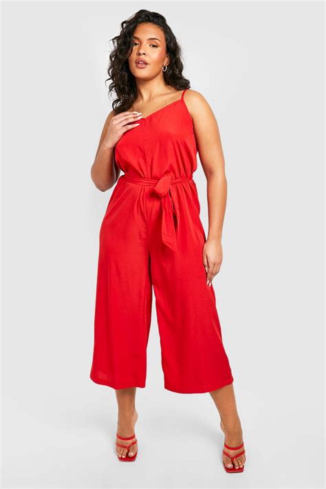 Plus Woven Strappy Culotte Jumpsuit Boohoo