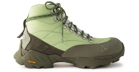 Roa Rubber And Suede Trimmed Canvas Hiking Boots In Green For Men Lyst