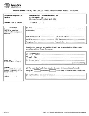 Tender Lump Sum Using As Minor Works Contract Conditions Doc