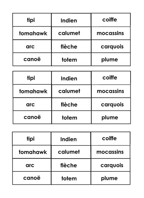 Les Indiens d Amérique mots de couleurs école maternelle Gellow