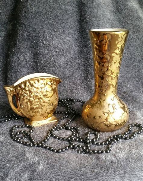 Mccoy Weeping Gold Vases Set Of 2 24k Gold Plated Vase 24k Etsy