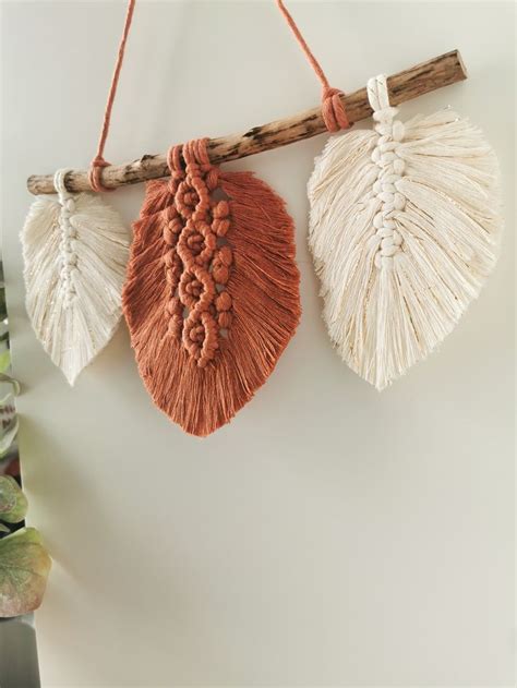 Handmade Makramee Feather Wallhanging Makrame Muster Geschenke Zur