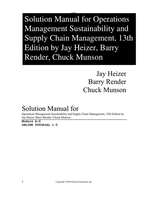 Solution Manual For Operations Management Sustainability And Supply