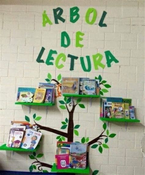 500 ideas para decorar tu salón de clases Árbol de lectura Rincón de