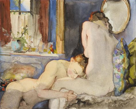 THE LOVERS Konstantin Somov Sexual Naked Nude Painting In Oil For Sale