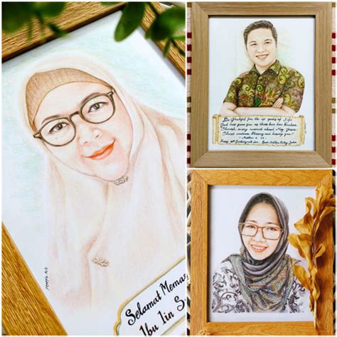 Jual Kado Pigura Gambar Lukisan Sketsa Wajah Pensil Warna R A