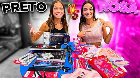 COMPRANDO MATERIAL ESCOLAR 2023 PELA COR PRETO VS ROSA YouTube