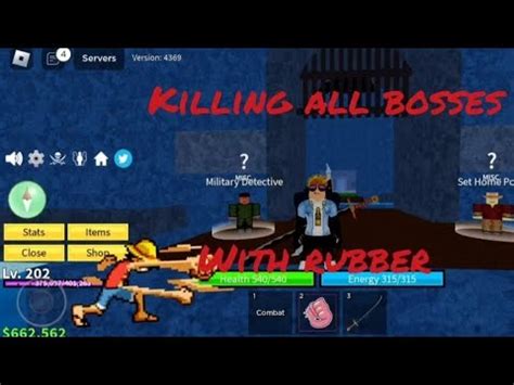 Defeating All Bosses With Rubber Fruit Blox Fruits Part Youtube