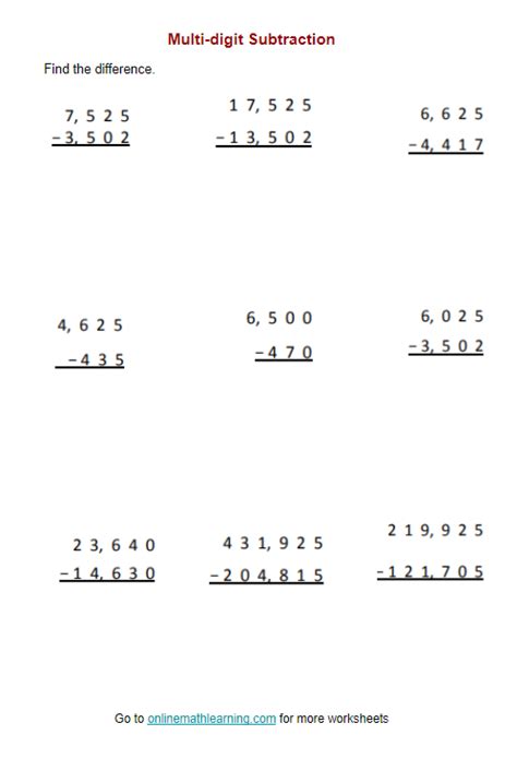 Four Digit Subtraction Regrouping Worksheet Have Fun Teaching