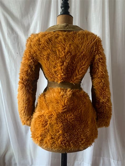 Rare S Orange Faux Fur And Velvet Coat Size Small Etsy