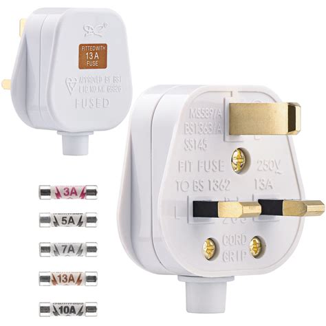 Buy Pack Pin Plug Uk Plugs Fused Mains Plugs White Plug With