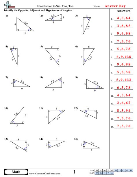 Sin Cos Tan Worksheets