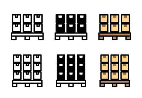 Boxes On A Pallet Icon Design Set Free Vector Vector Art At