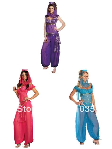 Free Shipping S 2xl Ladies Princess Jasmine Belly Dancer Aladdin Arabian Sexy Fancy Dress