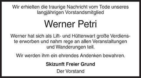 Traueranzeigen Von Werner Petri 57trauer De