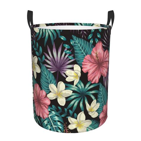 Coaee Green Tropical Leaves Laundry Basket With Handle Waterproof