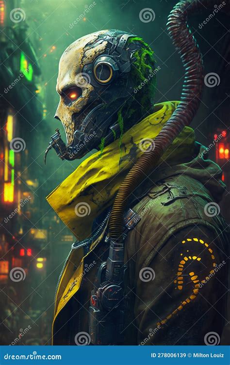 Digital Artwork of Sci-fi Cyberpunk Character Stock Illustration ...