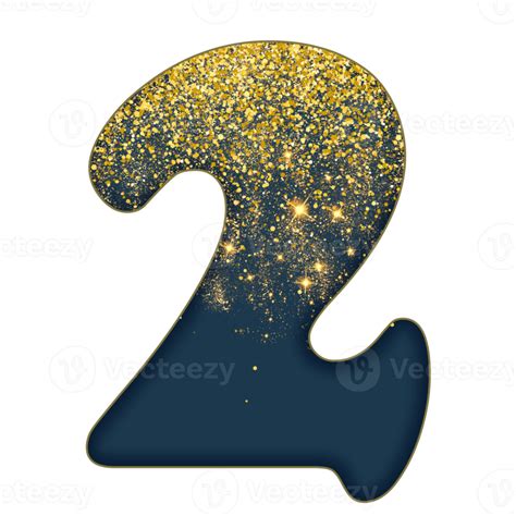 Número De Glitter Meio Dourado 16691720 Png