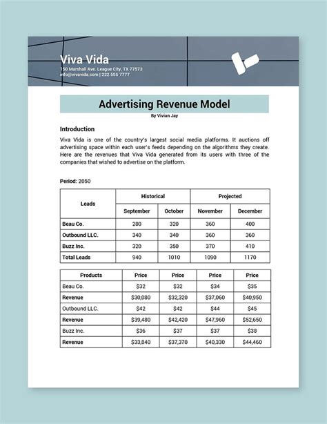 Advertising Revenue Model in Word, Google Docs - Download | Template.net