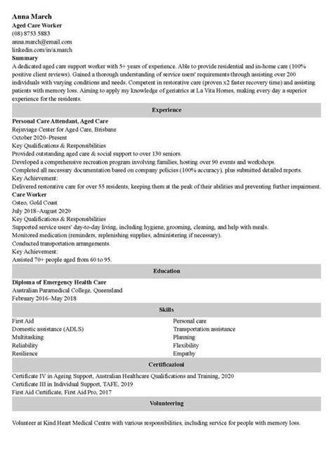 Aged Care Resume Sample Tips Also For No Experience