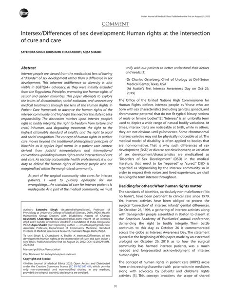 Pdf Intersex Differences Of Sex Development Human Rights At The